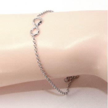 NSA|Bracciale uomo donna Argento 925 catena a rolo' circa da 2 mm e 1 elemento infinito 17,50-20,00 cm