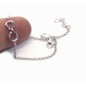 NSA|Bracelet man woman Silver 925 rolo chain 'about 2 mm and 1 infinite element 17.50-20.00 cm