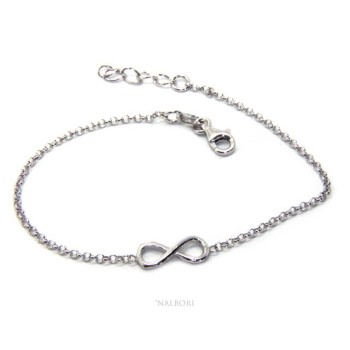 NSA|Bracciale uomo donna Argento 925 catena a rolo' circa da 2 mm e 1 elemento infinito 17,50-20,00 cm