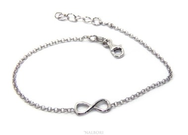 NSA|Bracelet man woman Silver 925 rolo chain 'about 2 mm and 1 infinite element 17.50-20.00 cm