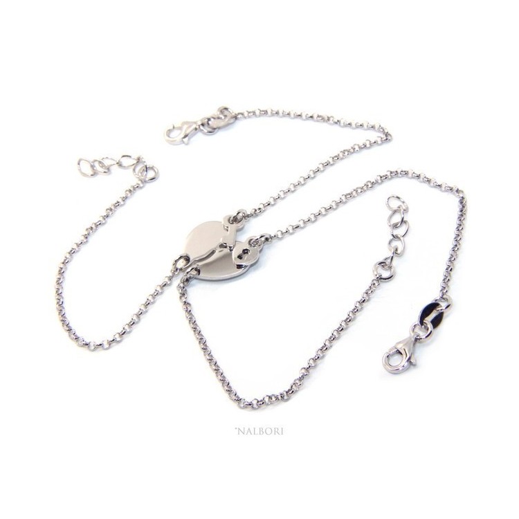 NSA|Bracciale doppio LUI e LEI uomo donna in Argento 925 cuore spezzato piccolo da spezzare lucchetto chiave
