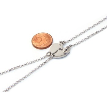 NSA|Bracciale doppio LUI e LEI uomo donna in Argento 925 cuore spezzato piccolo da spezzare lucchetto chiave