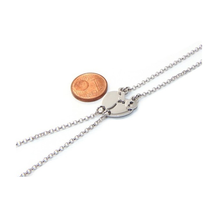 NSA|Double bracelet HE and LEI man woman in Sterling Silver broken heart small to break key padlock