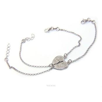 NSA|Double bracelet HIM and HER man woman in Sterling Silver broken heart written LOVE