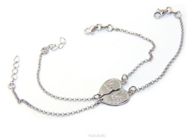 NSA|Bracciale doppio LUI e LEI uomo donna in Argento 925 cuore spezzato scritta LOVE