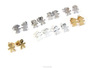 NSA|NALBORI 925 sterling silver earrings: baby boy or baby girl Light gold Yellow and white satin