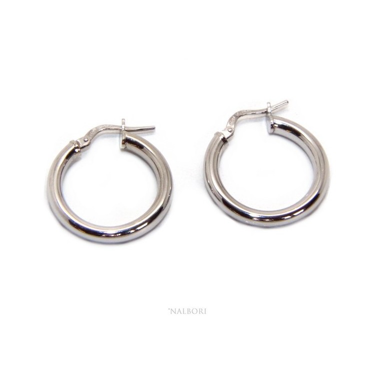 NSA|orecchini donna Argento 925 anelle cerchi boccole lisce classiche 21,5  mm 2 colori