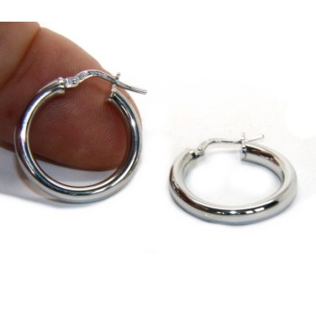 NSA|orecchini donna Argento 925 anelle cerchi boccole lisce classiche 21,5  mm 2 colori