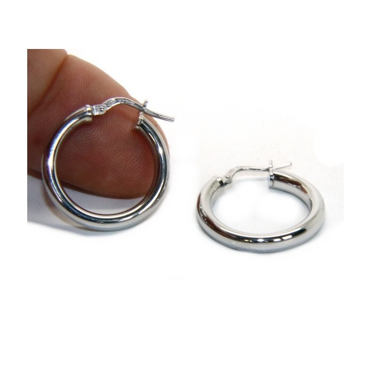 NSA|orecchini donna Argento 925 anelle cerchi boccole lisce classiche 21,5  mm 2 colori