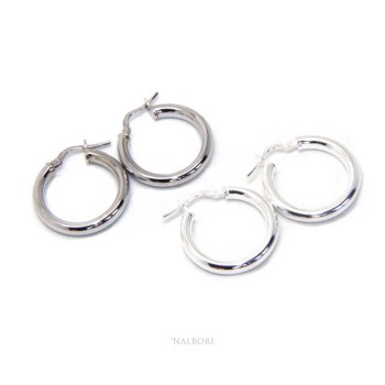 NSA|orecchini donna Argento 925 anelle cerchi boccole lisce classiche 21,5  mm 2 colori