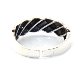 NSA|Argento 925 : Anello fede uomo donna fascia treccia intrecciato aperto regolabile scuro