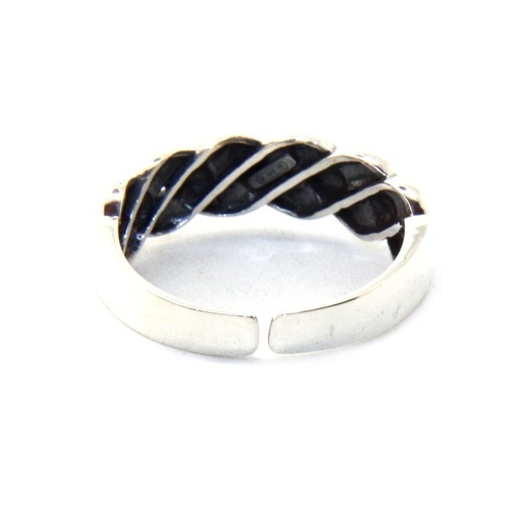 NSA|Argento 925 : Anello fede uomo donna fascia treccia intrecciato aperto regolabile scuro