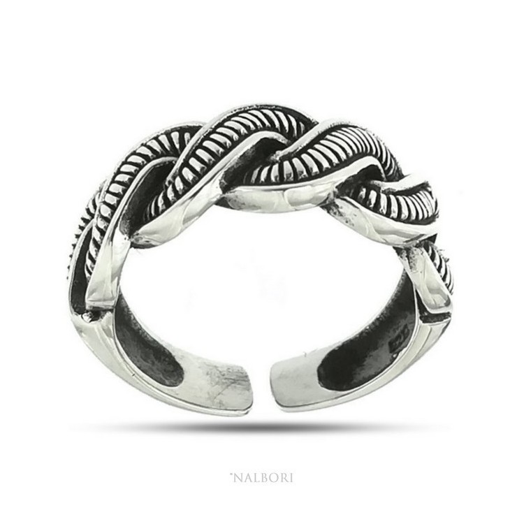NSA|Silver 925: Ring man faith woman braid braid open adjustable dark band