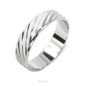 NSA|Silver 925: Solid diamond ring faith 6 mm oblique for men or women