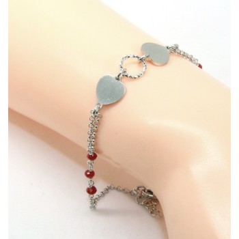 NonsoloArgenti|fine silver bracelet for man woman  red crystal and heart
