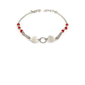 NonsoloArgenti|fine silver bracelet for man woman  red crystal and heart
