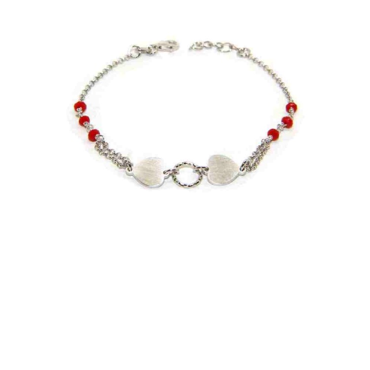 NonsoloArgenti|fine silver bracelet for man woman  red crystal and heart