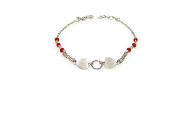 NonsoloArgenti|fine silver bracelet for man woman  red crystal and heart