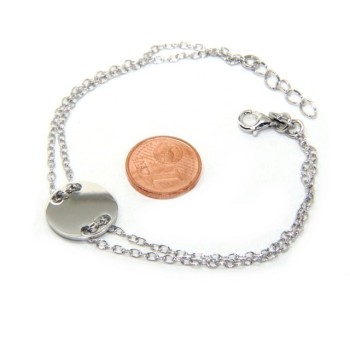 NSA|647/5000 Bracelet man woman 925 Sterling Silver with central button rhodium 17,00 - 20.00 cm