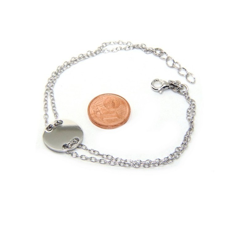 NSA|647/5000 Bracelet man woman 925 Sterling Silver with central button rhodium 17,00 - 20.00 cm
