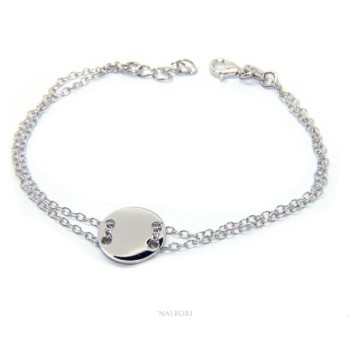 NSA|647/5000 Bracelet man woman 925 Sterling Silver with central button rhodium 17,00 - 20.00 cm