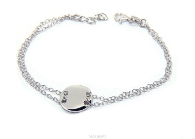 NSA|647/5000 Bracelet man woman 925 Sterling Silver with central button rhodium 17,00 - 20.00 cm
