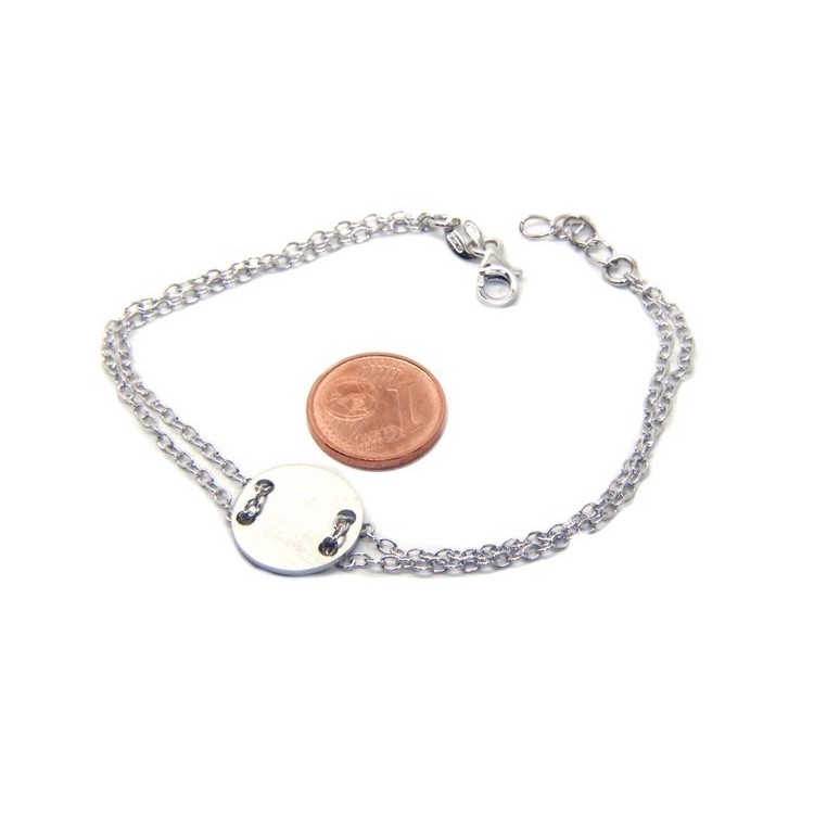 NSA|647/5000 Bracelet man woman 925 Sterling Silver with central button white gold plate 17,00 - 20.00 cm