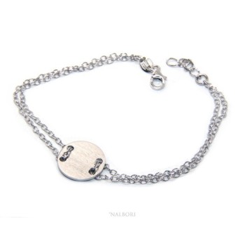 NSA|647/5000 Bracelet man woman 925 Sterling Silver with central button white gold plate 17,00 - 20.00 cm