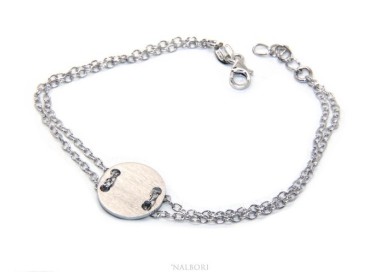 NSA|647/5000 Bracelet man woman 925 Sterling Silver with central button white gold plate 17,00 - 20.00 cm