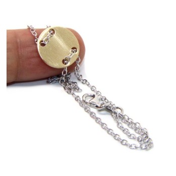 NSA|Bracciale uomo donna Argento 925 con bottone centrale bagno oro giallo satinato  17,00 - 20,00 cm