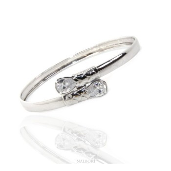 NSA|SILVER 925: Woman slave bracelet open contrarie 'white zircon drop 2 griffe