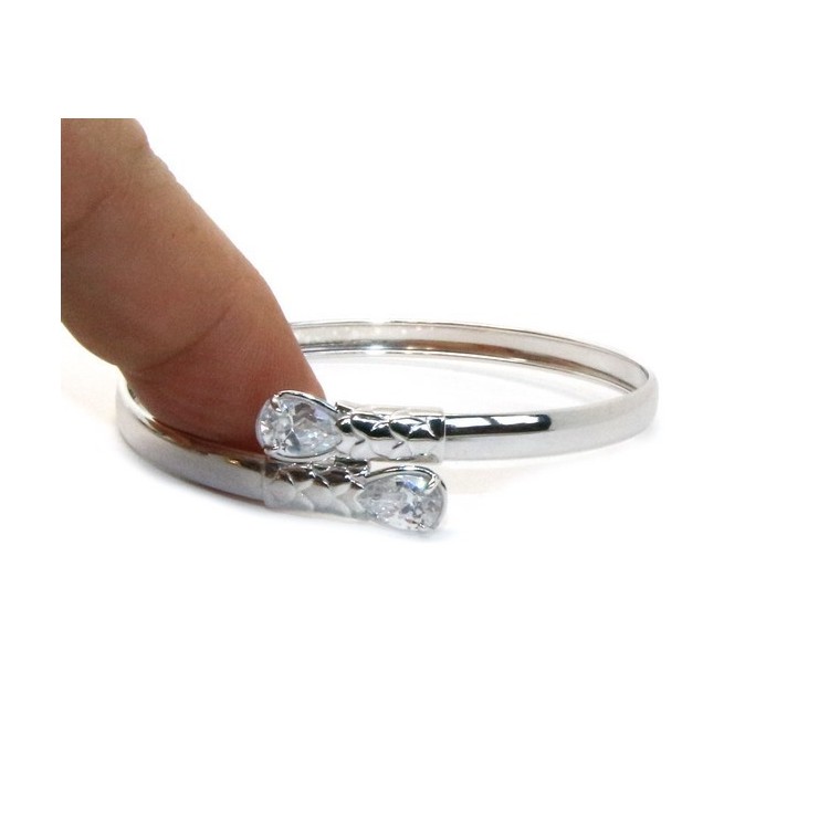 NSA|SILVER 925: Woman slave bracelet open contrarie 'white zircon drop 2 griffe