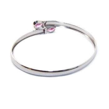 NonSoloArgenti | Bracciale argento 925 da donna schiava contrarie' zircone rosa goccia 2 griffe