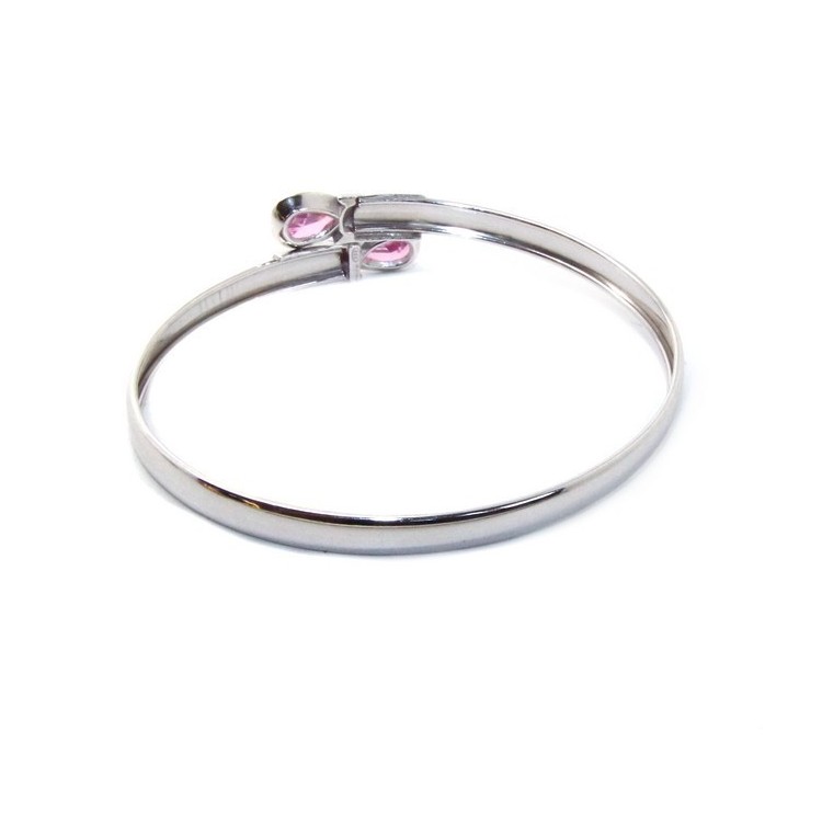 NonSoloArgenti | Bracciale argento 925 da donna schiava contrarie' zircone rosa goccia 2 griffe