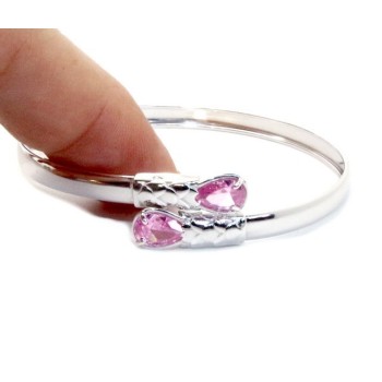 NSA|SILVER 925: Woman slave bracelet open contrarie 'white zircon drop 2 griffe