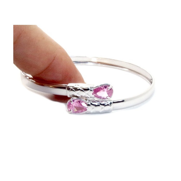 NonSoloArgenti | Bracciale argento 925 da donna schiava contrarie' zircone rosa goccia 2 griffe