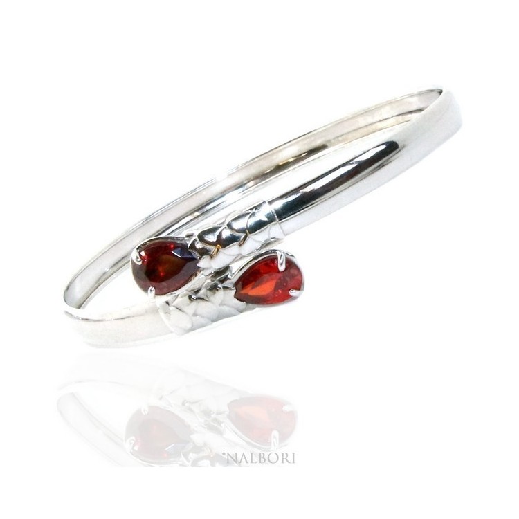 NSA|SILVER 925: Woman slave bracelet open contrarie rose zircon drop 2 griffe