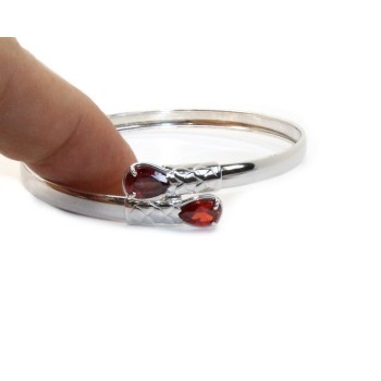 NSA|SILVER 925: Woman slave bracelet open contrarie rose zircon drop 2 griffe