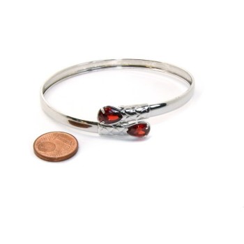 NSA|ARGENTO 925 : Bracciale donna schiava aperto contrarie' zircone rosa goccia 2 griffe