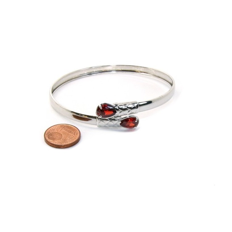 NSA|SILVER 925: Woman slave bracelet open contrarie rose zircon drop 2 griffe