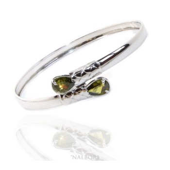 NSA|SILVER 925: Woman slave bracelet open contrarie red zircon drop 2 griffe