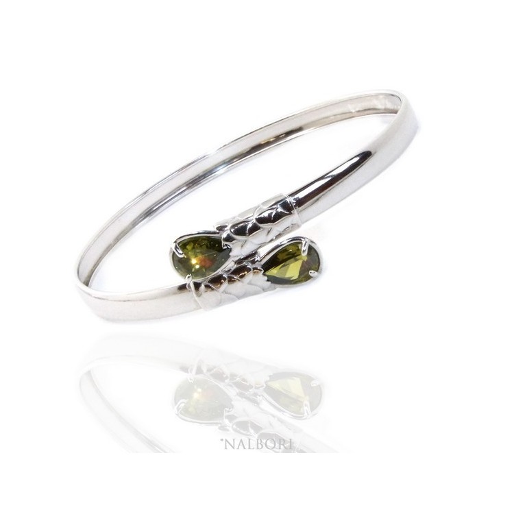 NSA|SILVER 925: Woman slave bracelet open contrarie red zircon drop 2 griffe