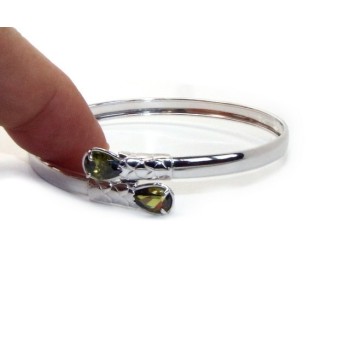 NSA|ARGENTO 925 : Bracciale donna schiava aperto contrarie' zircone rosso  goccia 2 griffe