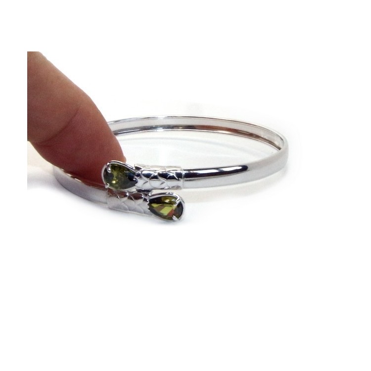 NSA|ARGENTO 925 : Bracciale donna schiava aperto contrarie' zircone rosso  goccia 2 griffe