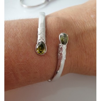 NSA|SILVER 925: Woman slave bracelet open contrarie green zircon drop 2 griffe