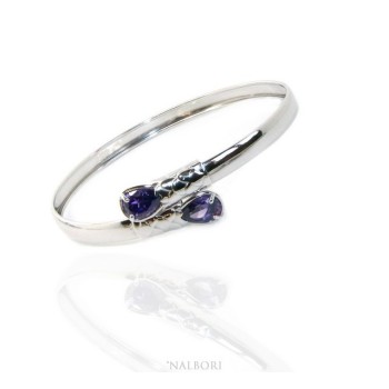 NSA|ARGENTO 925 : Bracciale donna schiava aperto contrarie' zircone verde  goccia 2 griffe