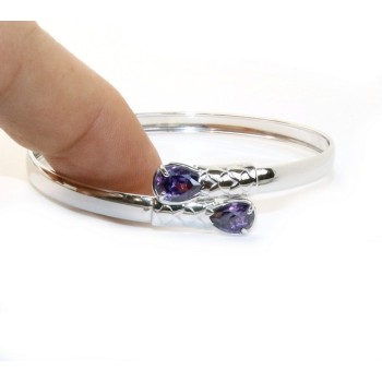 NSA|ARGENTO 925 : Bracciale donna schiava aperto contrarie' zircone verde  goccia 2 griffe