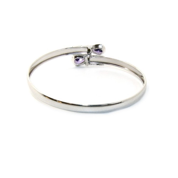 NSA|ARGENTO 925 : Bracciale donna schiava aperto contrarie' zircone verde  goccia 2 griffe