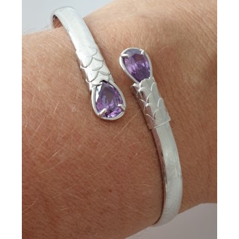 NSA|SILVER 925: Woman slave bracelet open contrarie purple zircon drop 2 griffe