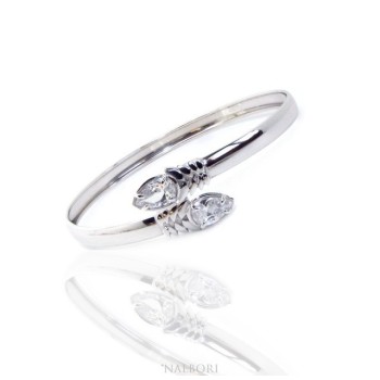 NSA|ARGENTO 925 : Bracciale donna schiava aperto contrarie' zircone bianco goccia 4 griffe